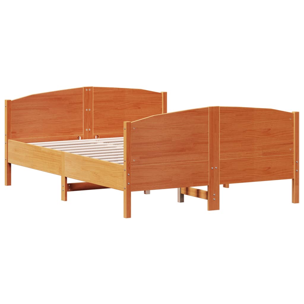 Bed Frame without Mattress Wax Brown 140x190 cm Solid Wood Pine