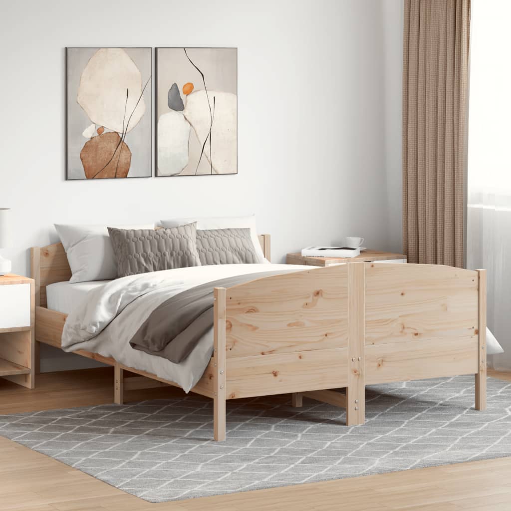Bed Frame without Mattress 135x190 cm Double Solid Wood Pine