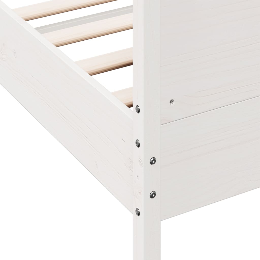 Bed Frame without Mattress White 135x190 cm Double Solid Wood Pine
