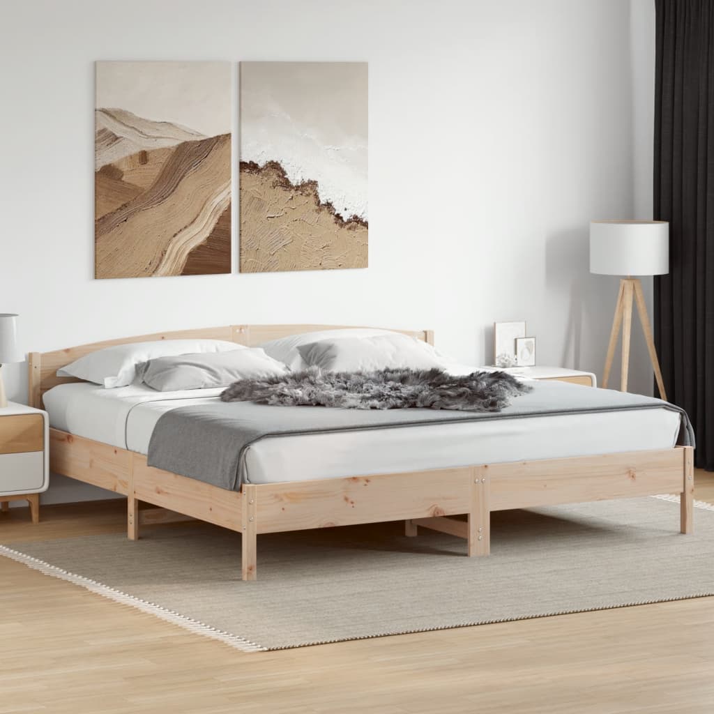 Bed Frame without Mattress 200x200 cm Solid Wood Pine