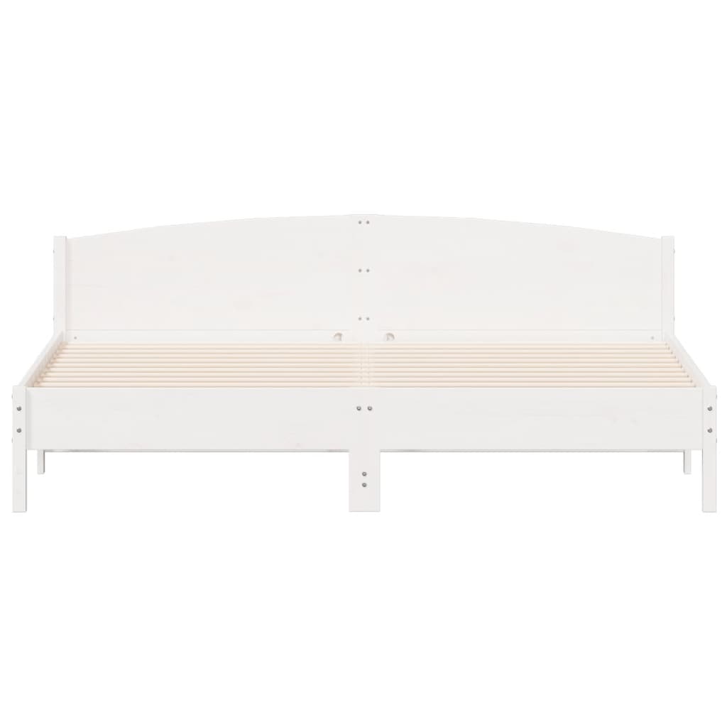 Bed Frame without Mattress White 200x200 cm Solid Wood Pine