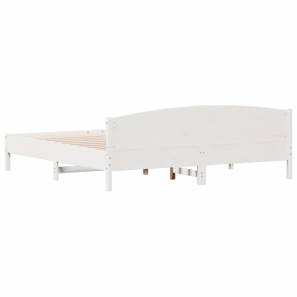 Bed Frame without Mattress White 200x200 cm Solid Wood Pine
