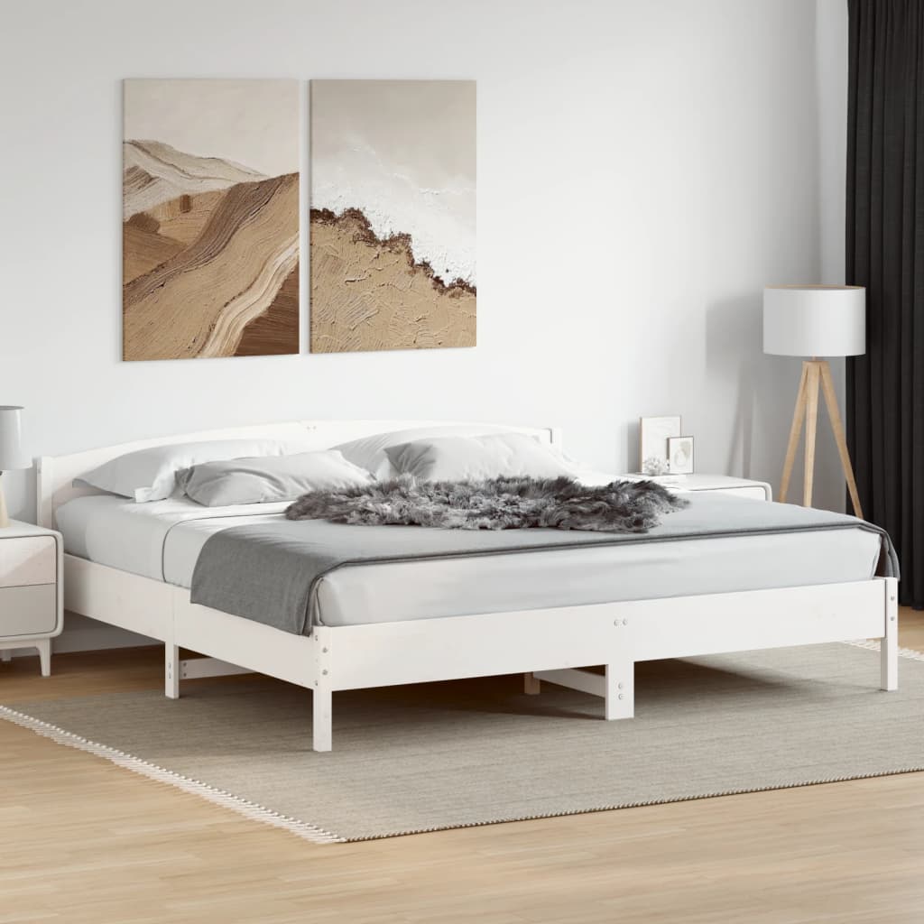 Bed Frame without Mattress White 180x200 cm Super King Solid Wood Pine