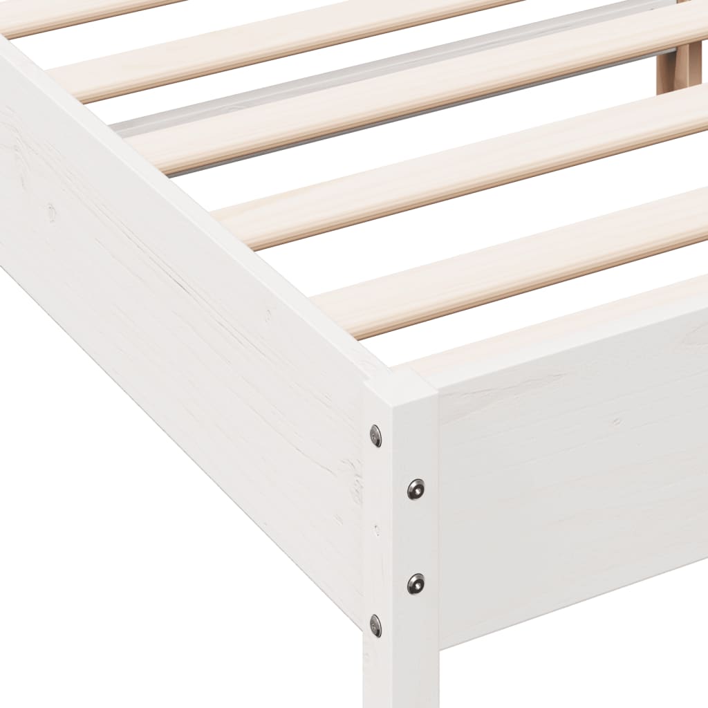 Bed Frame without Mattress White 150x200 cm King Size Solid Wood Pine