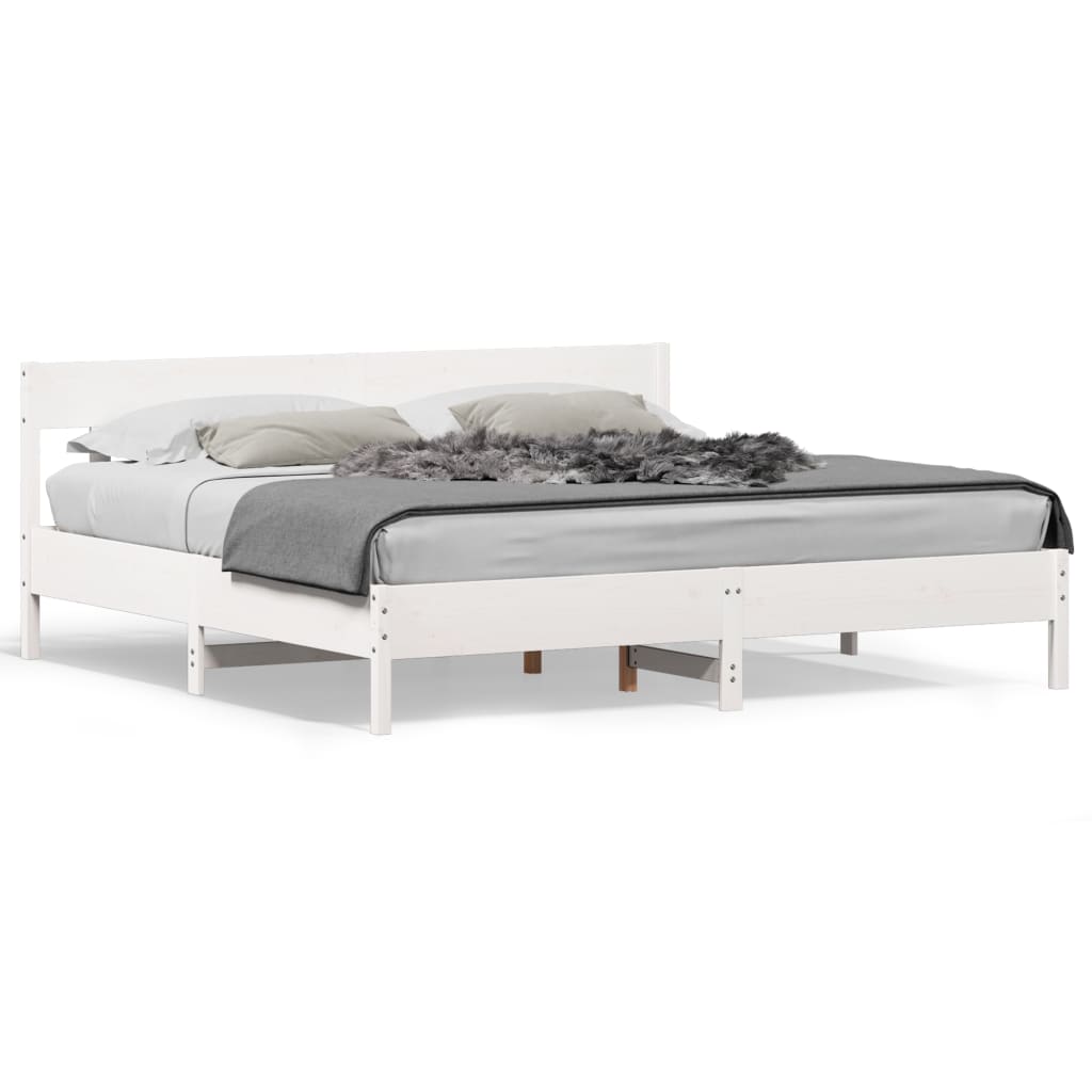 Bed Frame without Mattress White 200x200 cm Solid Wood Pine