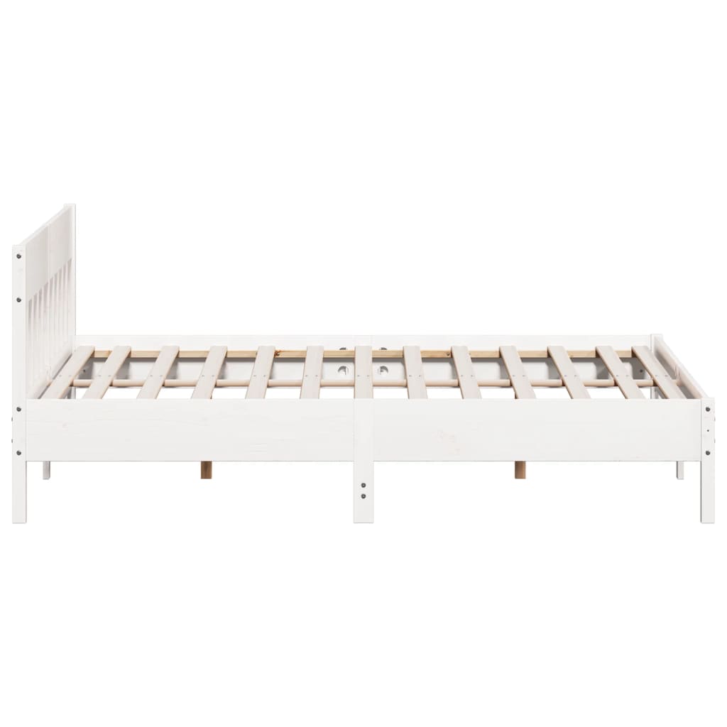 Bed Frame without Mattress White 200x200 cm Solid Wood Pine