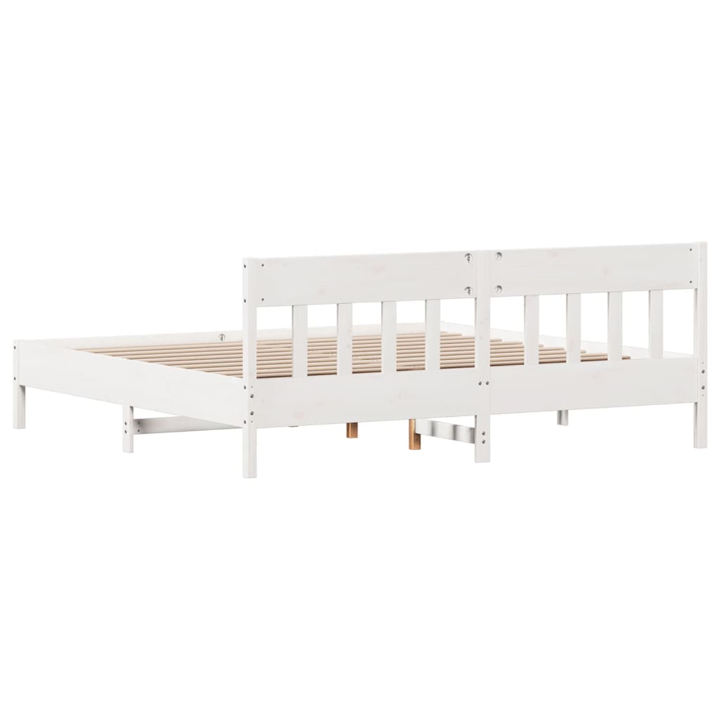 Bed Frame without Mattress White 200x200 cm Solid Wood Pine