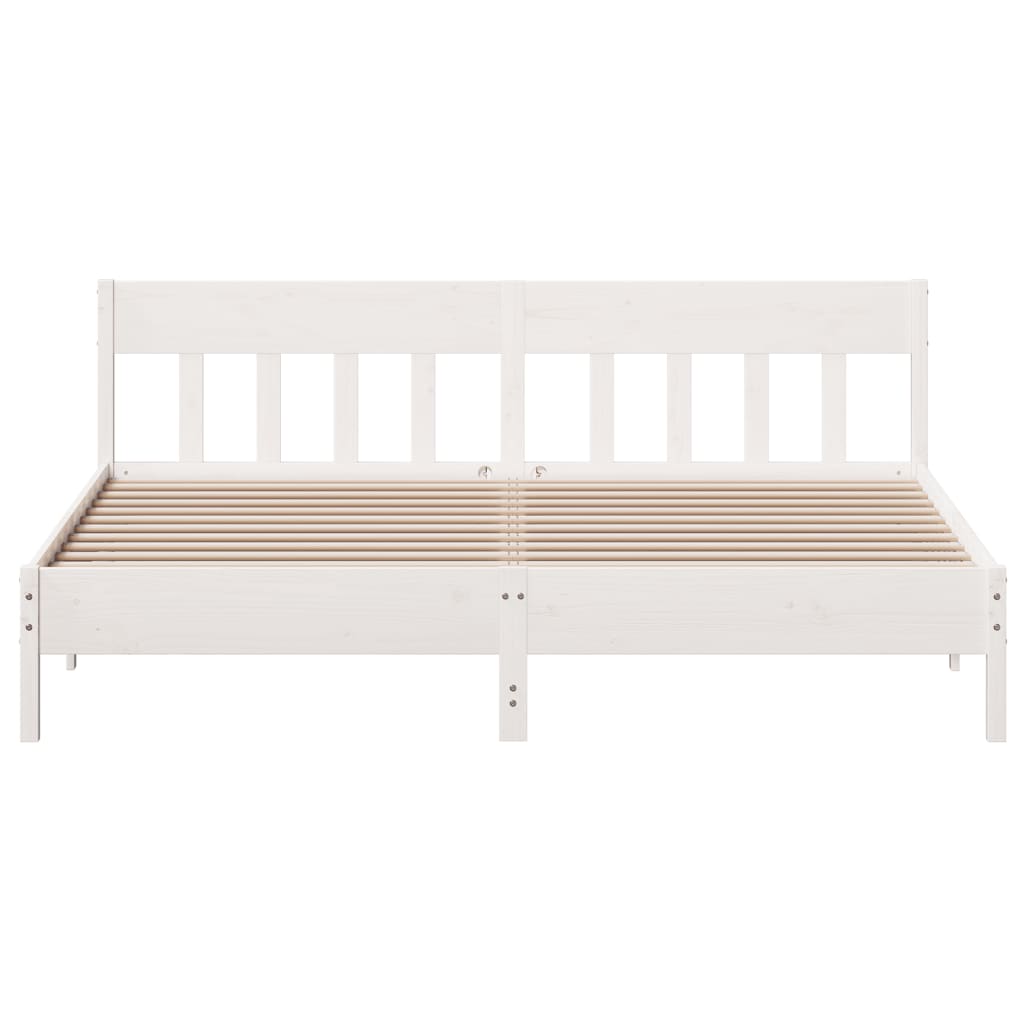 Bed Frame without Mattress White 180x200 cm Super King Solid Wood Pine