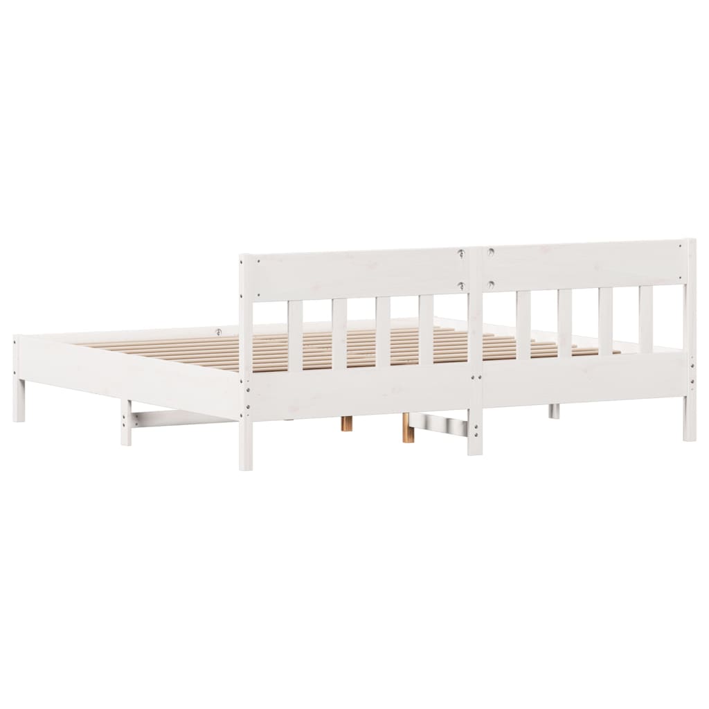 Bed Frame without Mattress White 180x200 cm Super King Solid Wood Pine