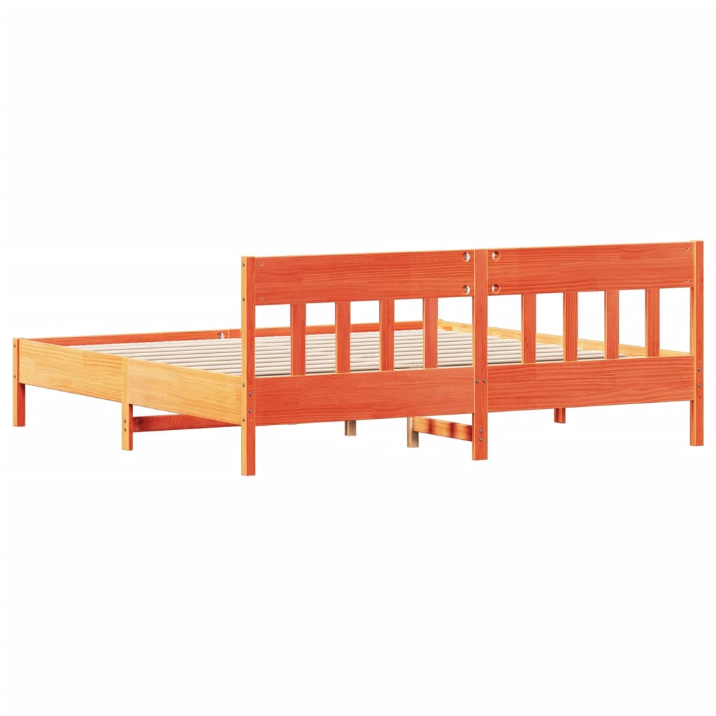 Bed Frame without Mattress Wax Brown 180x200 cm Super King Solid Wood Pine