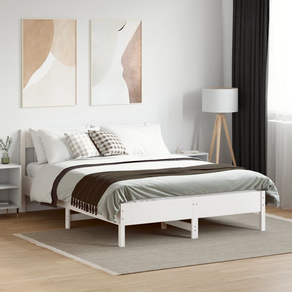 Bed Frame without Mattress White 160x200 cm Solid Wood Pine