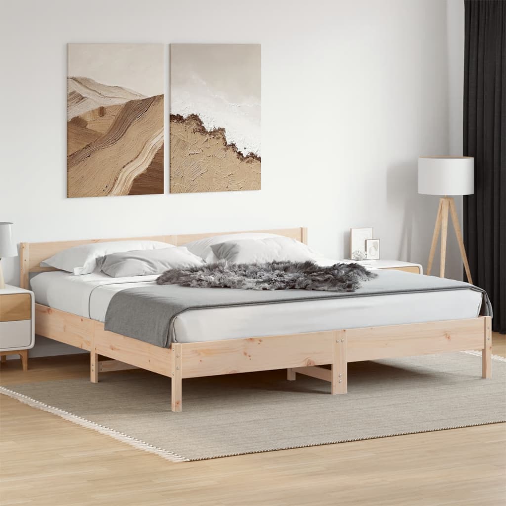 Bed Frame without Mattress 200x200 cm Solid Wood Pine