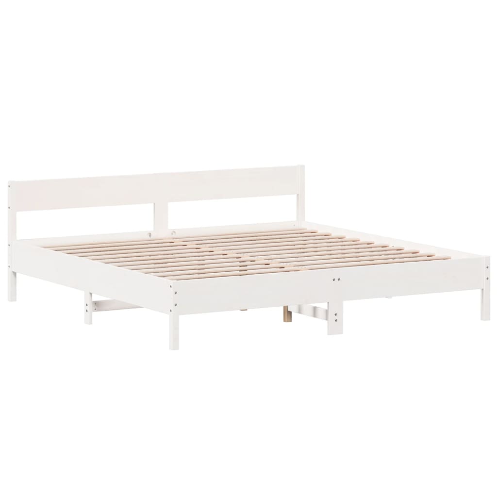 Bed Frame without Mattress White 200x200 cm Solid Wood Pine