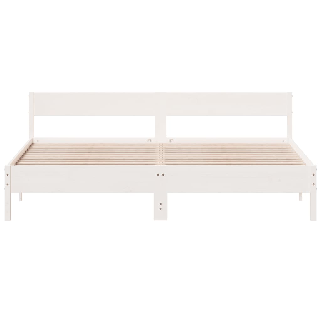 Bed Frame without Mattress White 200x200 cm Solid Wood Pine