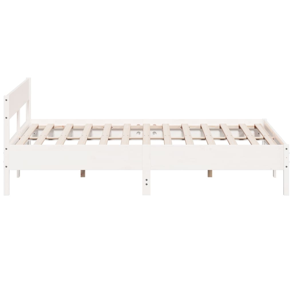 Bed Frame without Mattress White 200x200 cm Solid Wood Pine