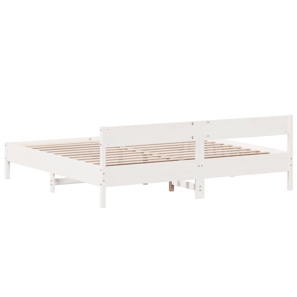 Bed Frame without Mattress White 200x200 cm Solid Wood Pine