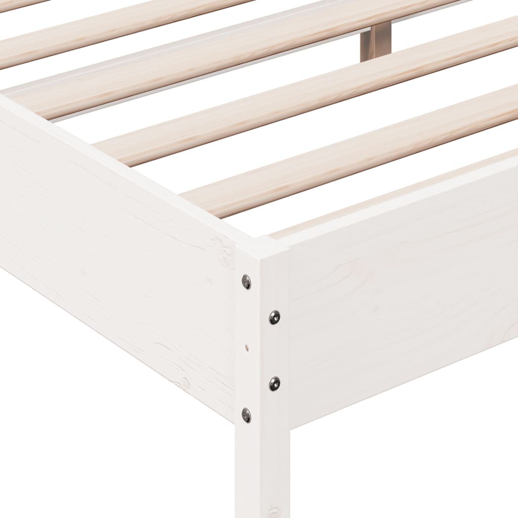 Bed Frame without Mattress White 200x200 cm Solid Wood Pine