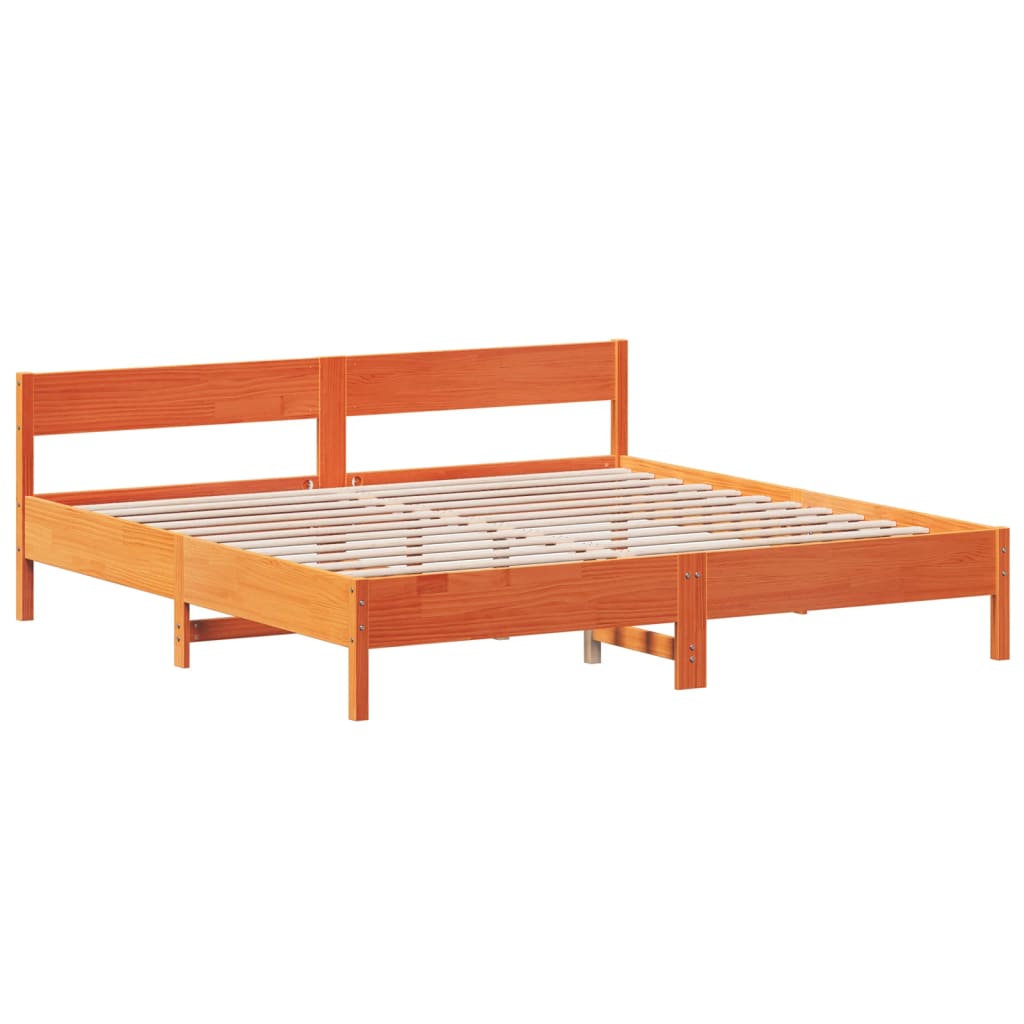 Bed Frame without Mattress Wax Brown 200x200 cm Solid Wood Pine