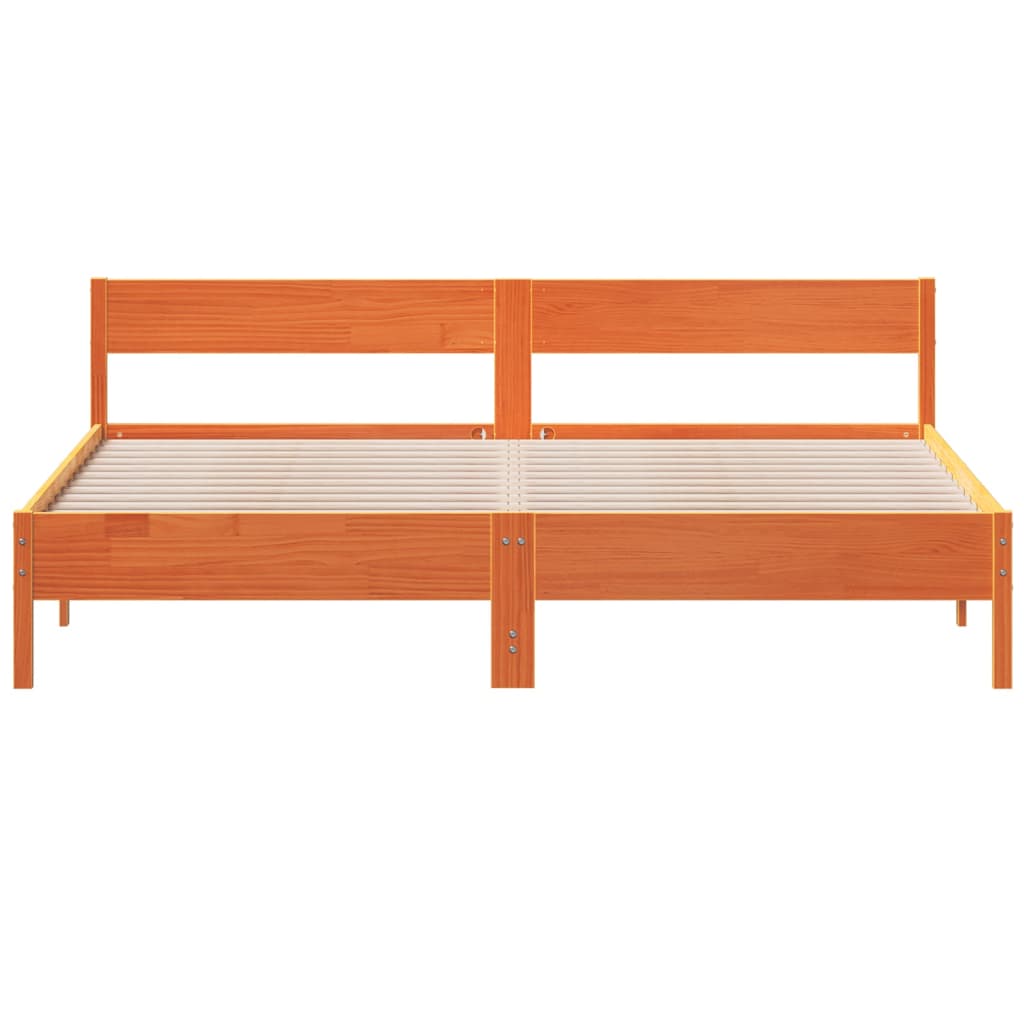 Bed Frame without Mattress Wax Brown 200x200 cm Solid Wood Pine