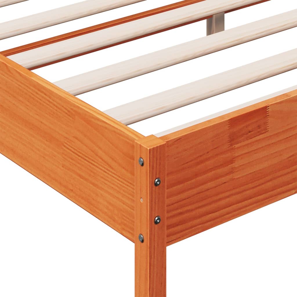 Bed Frame without Mattress Wax Brown 200x200 cm Solid Wood Pine
