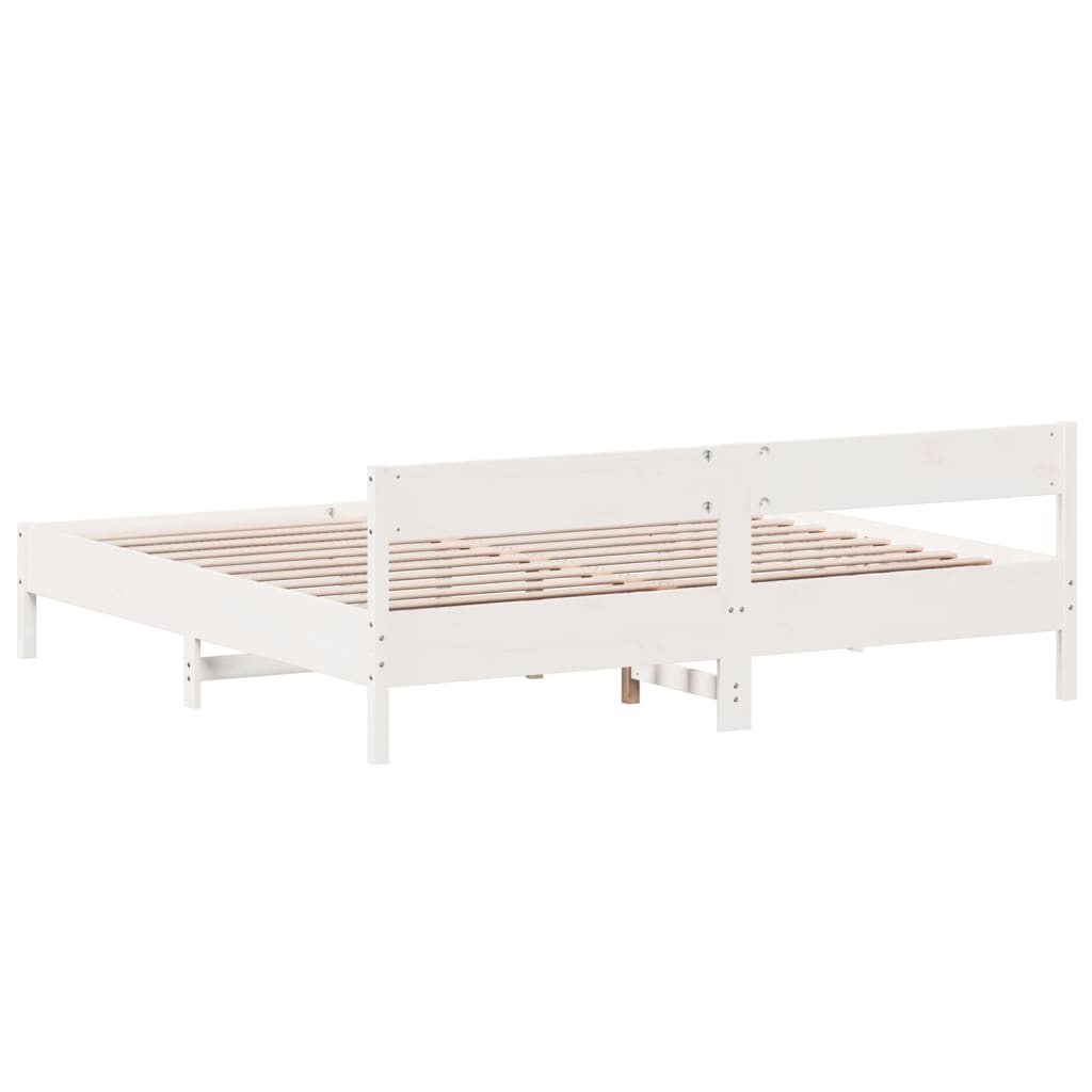Bed Frame without Mattress White 180x200 cm Super King Solid Wood Pine