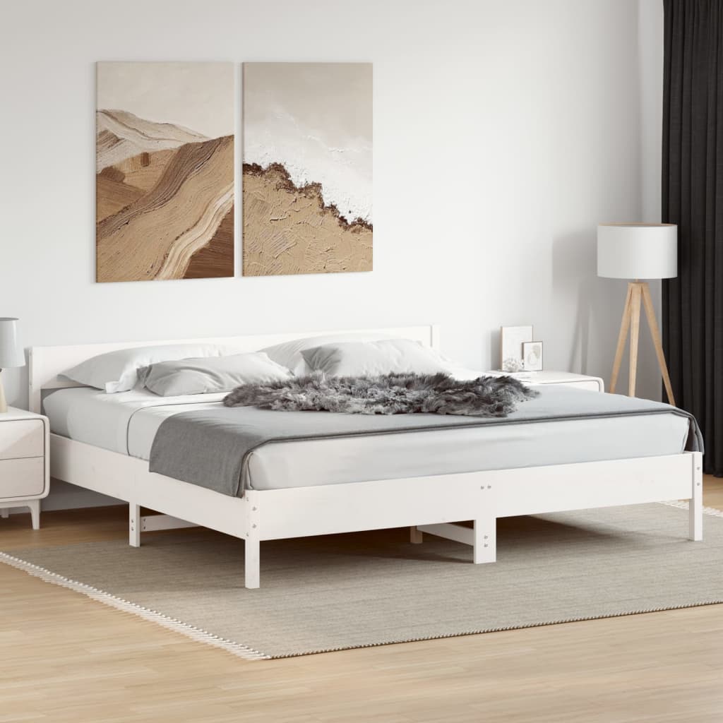 Bed Frame without Mattress White 180x200 cm Super King Solid Wood Pine