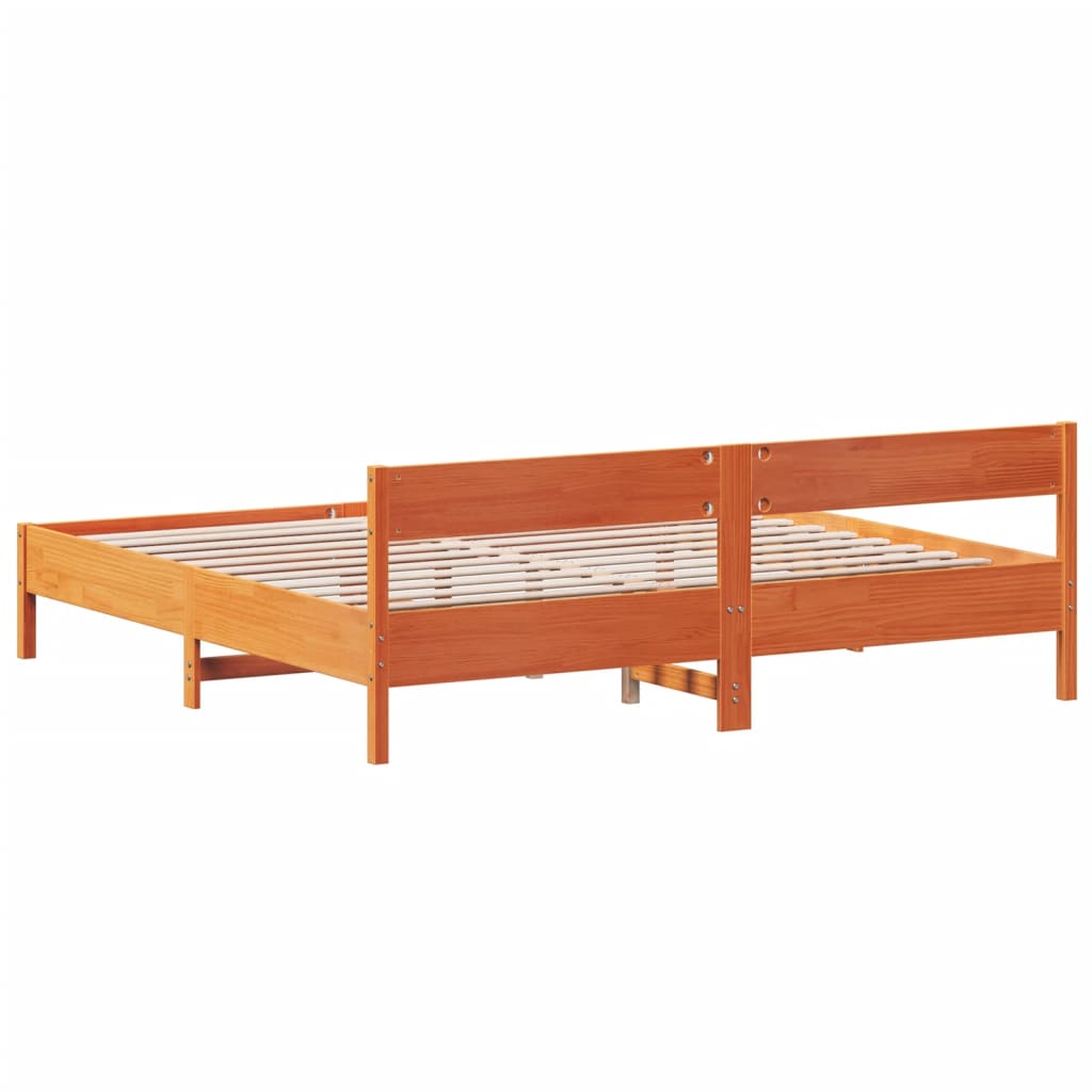 Bed Frame without Mattress Wax Brown 180x200 cm Super King Solid Wood Pine