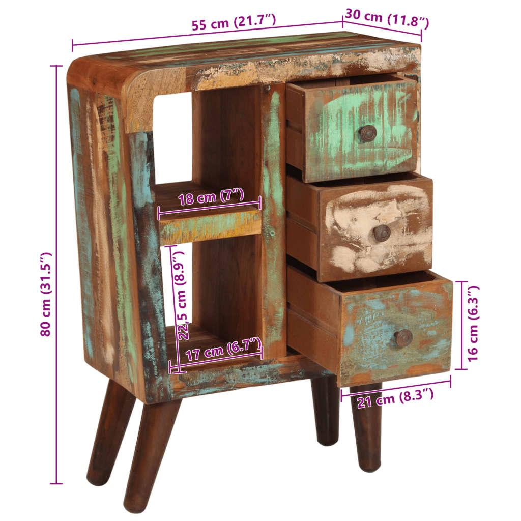 Sideboard 55x30x80 cm Solid Wood Reclaimed