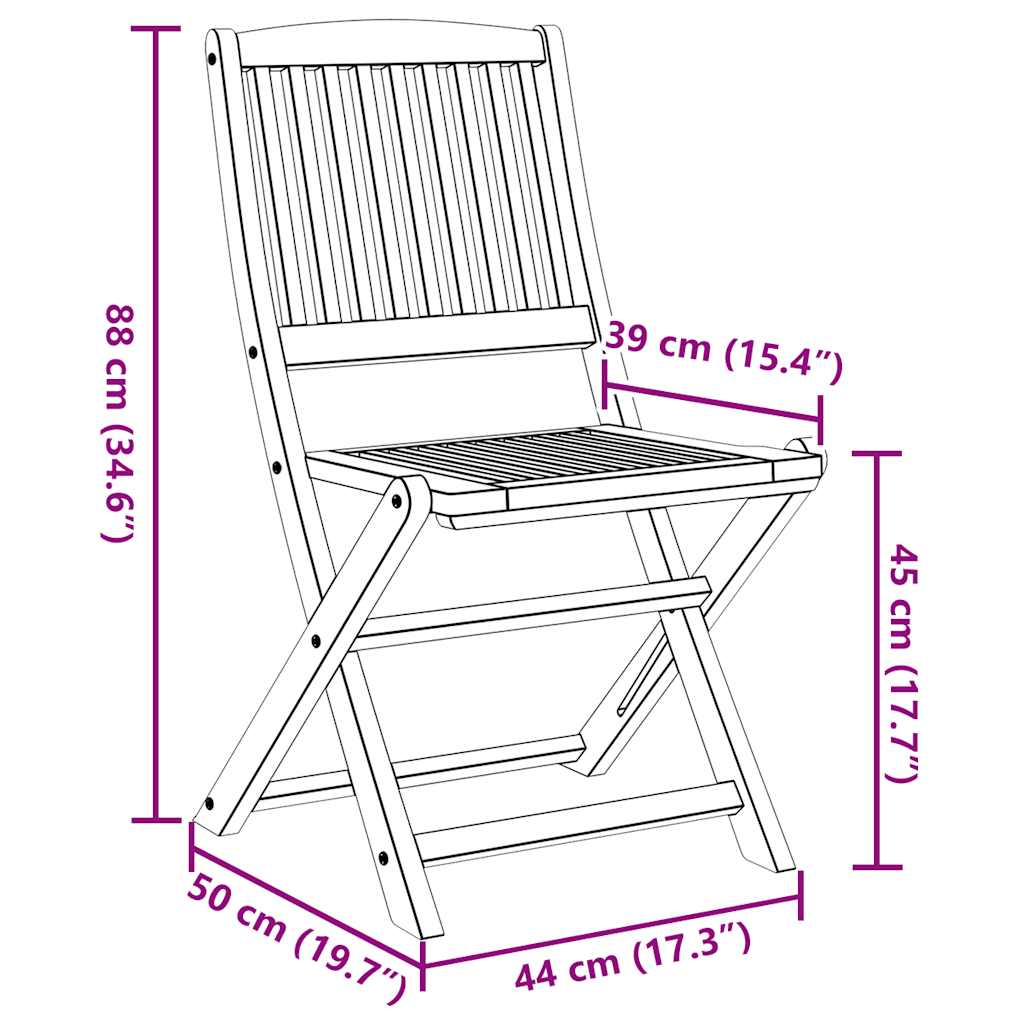 Folding Garden Chairs 2 pcs 57x48.5x90 cm Solid Wood Acacia