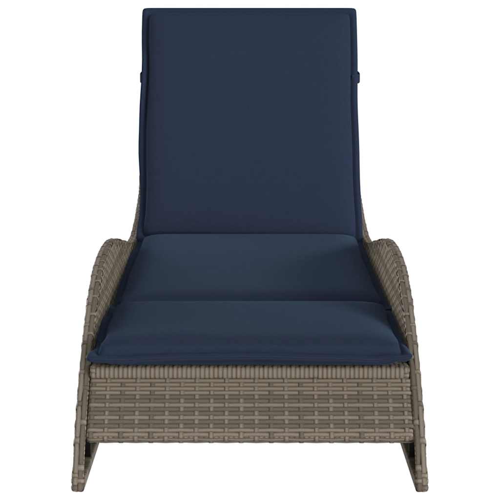 Sun Lounger with Cushion Grey 60x205x73 cm Poly Rattan