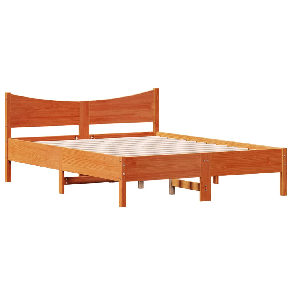 Bed Frame without Mattress Wax Brown 120x200 cm Solid Wood Pine