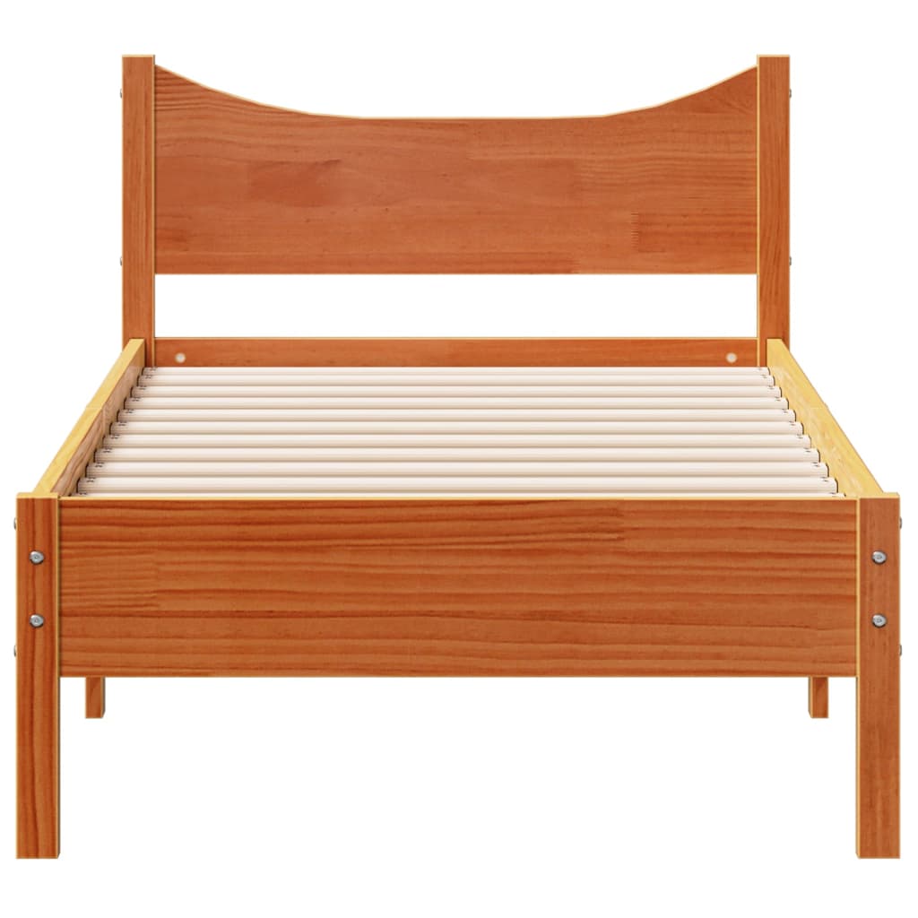Bed Frame without Mattress Wax Brown 90x200 cm Solid Wood Pine