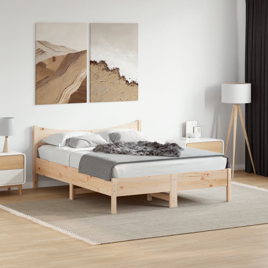 Bed Frame without Mattress 135x190 cm Double Solid Wood Pine