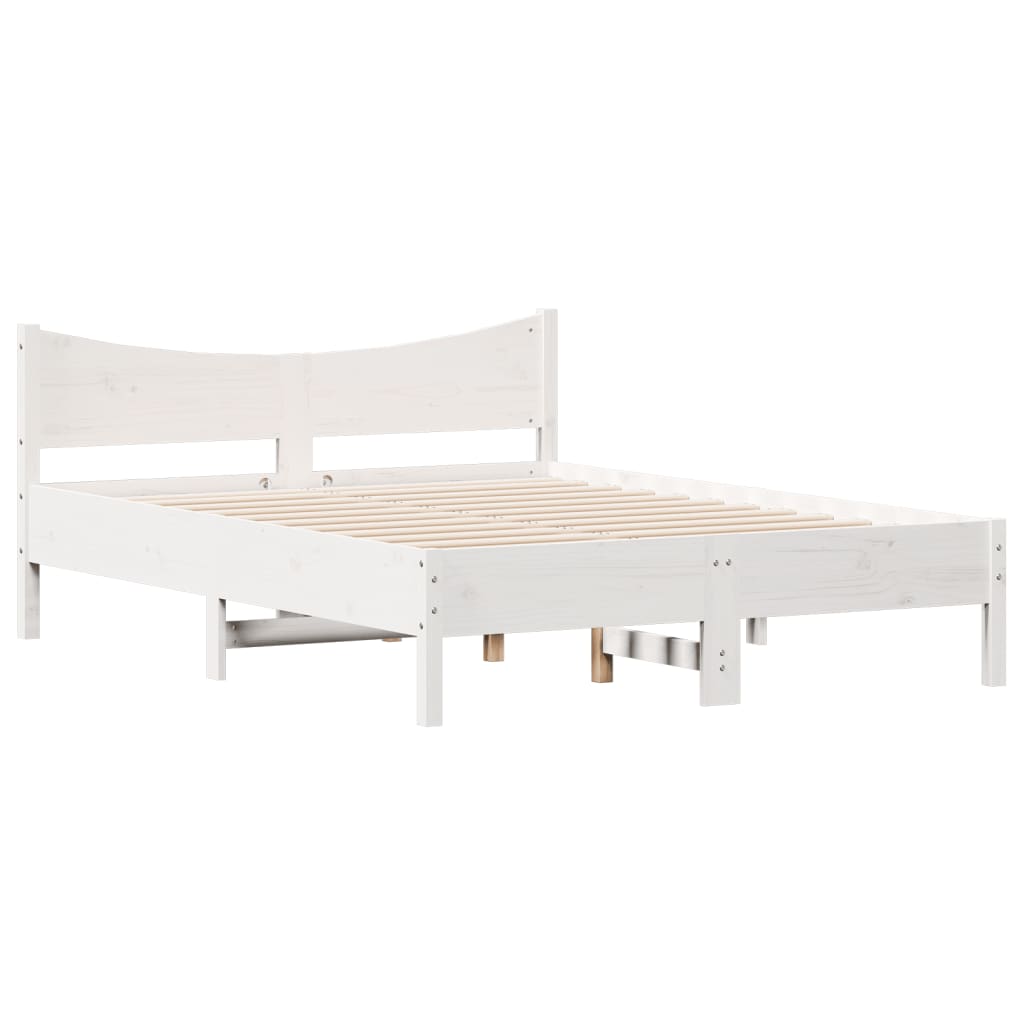 Bed Frame without Mattress White 135x190 cm Double Solid Wood Pine