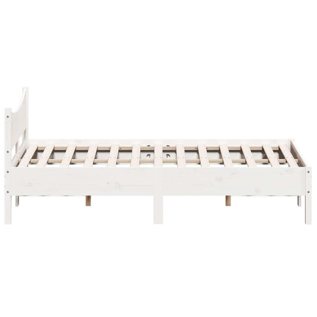 Bed Frame without Mattress White 135x190 cm Double Solid Wood Pine