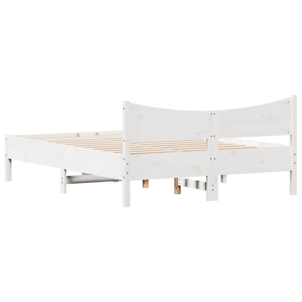 Bed Frame without Mattress White 135x190 cm Double Solid Wood Pine