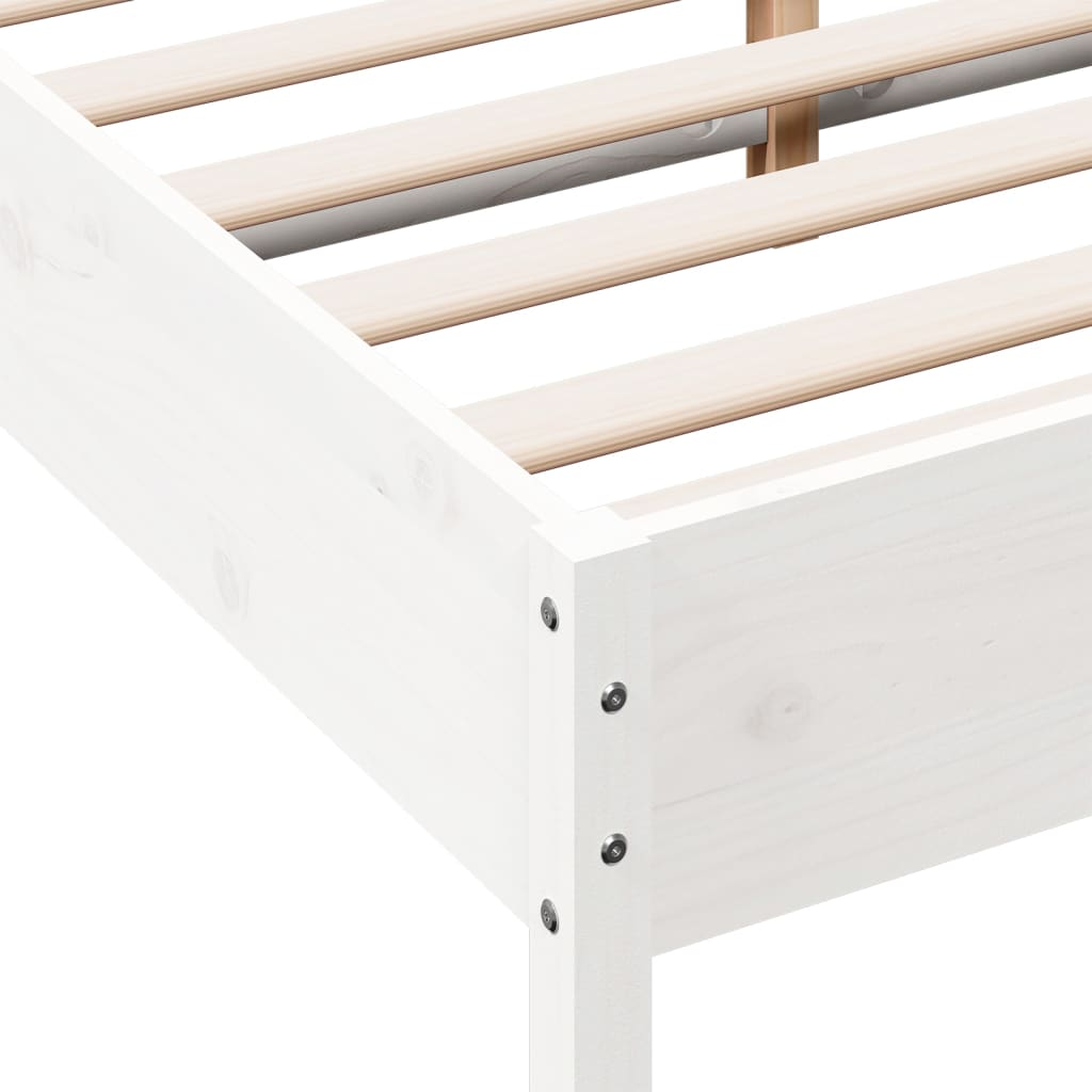 Bed Frame without Mattress White 135x190 cm Double Solid Wood Pine