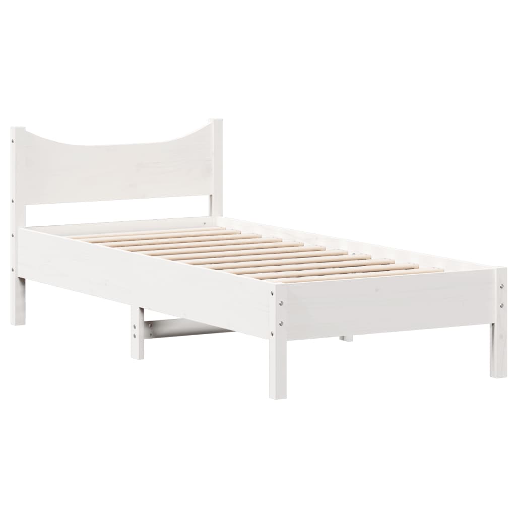 Bed Frame without Mattress White 75x190 cm Small Single Solid Wood Pine