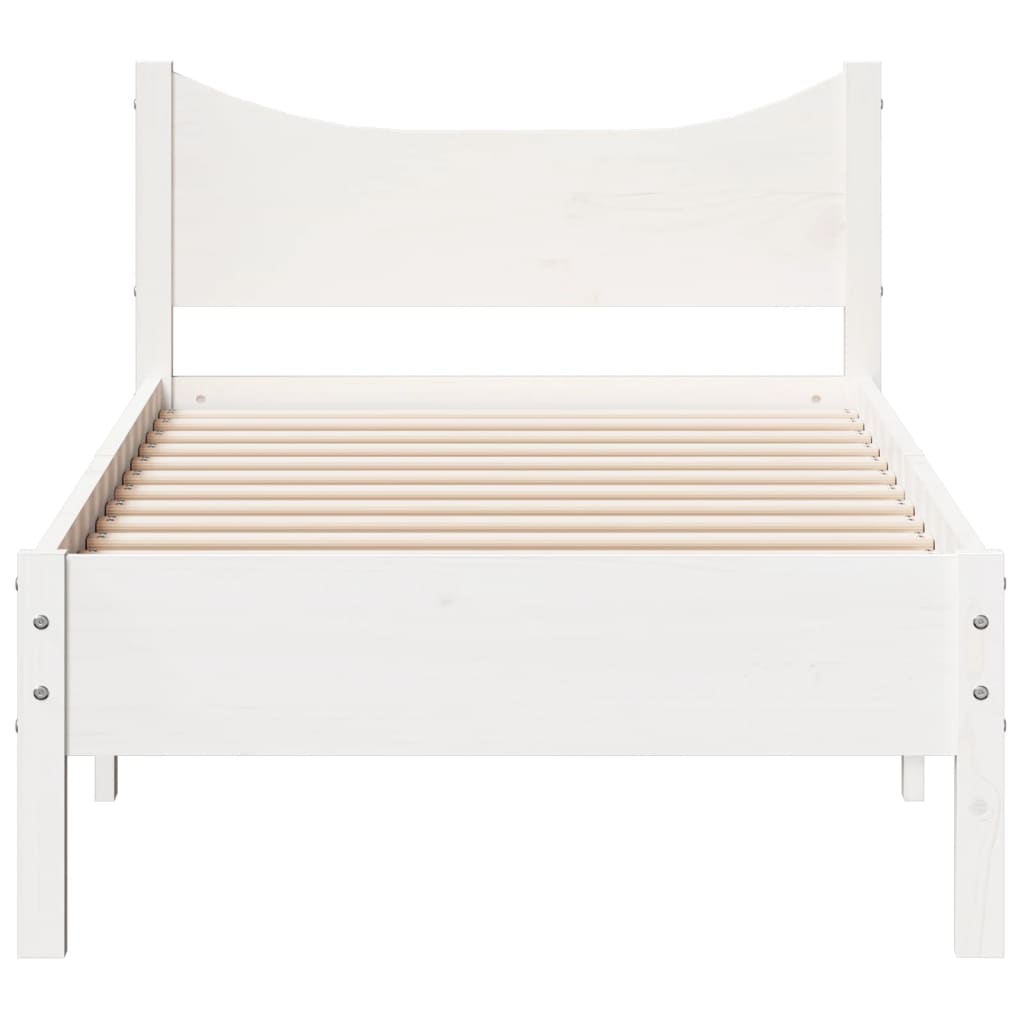Bed Frame without Mattress White 75x190 cm Small Single Solid Wood Pine