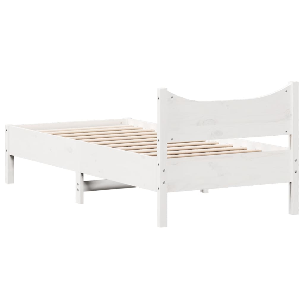 Bed Frame without Mattress White 75x190 cm Small Single Solid Wood Pine