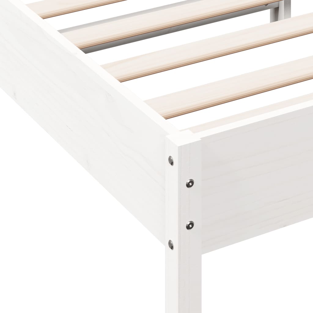 Bed Frame without Mattress White 75x190 cm Small Single Solid Wood Pine