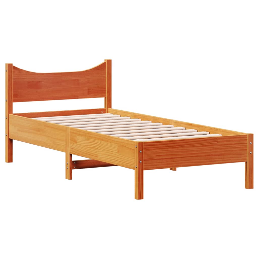 Bed Frame without Mattress Wax Brown 75x190 cm Small Single Solid Wood Pine