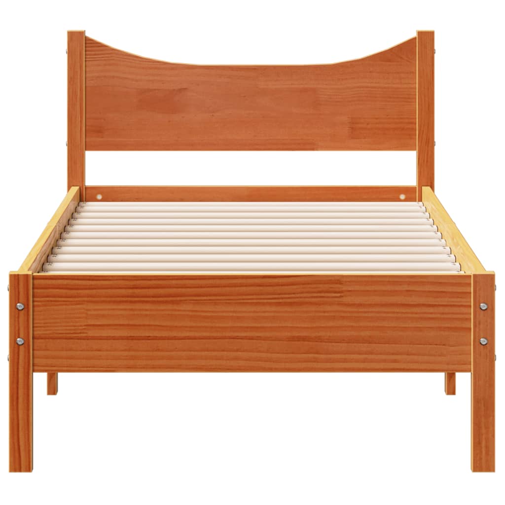 Bed Frame without Mattress Wax Brown 75x190 cm Small Single Solid Wood Pine