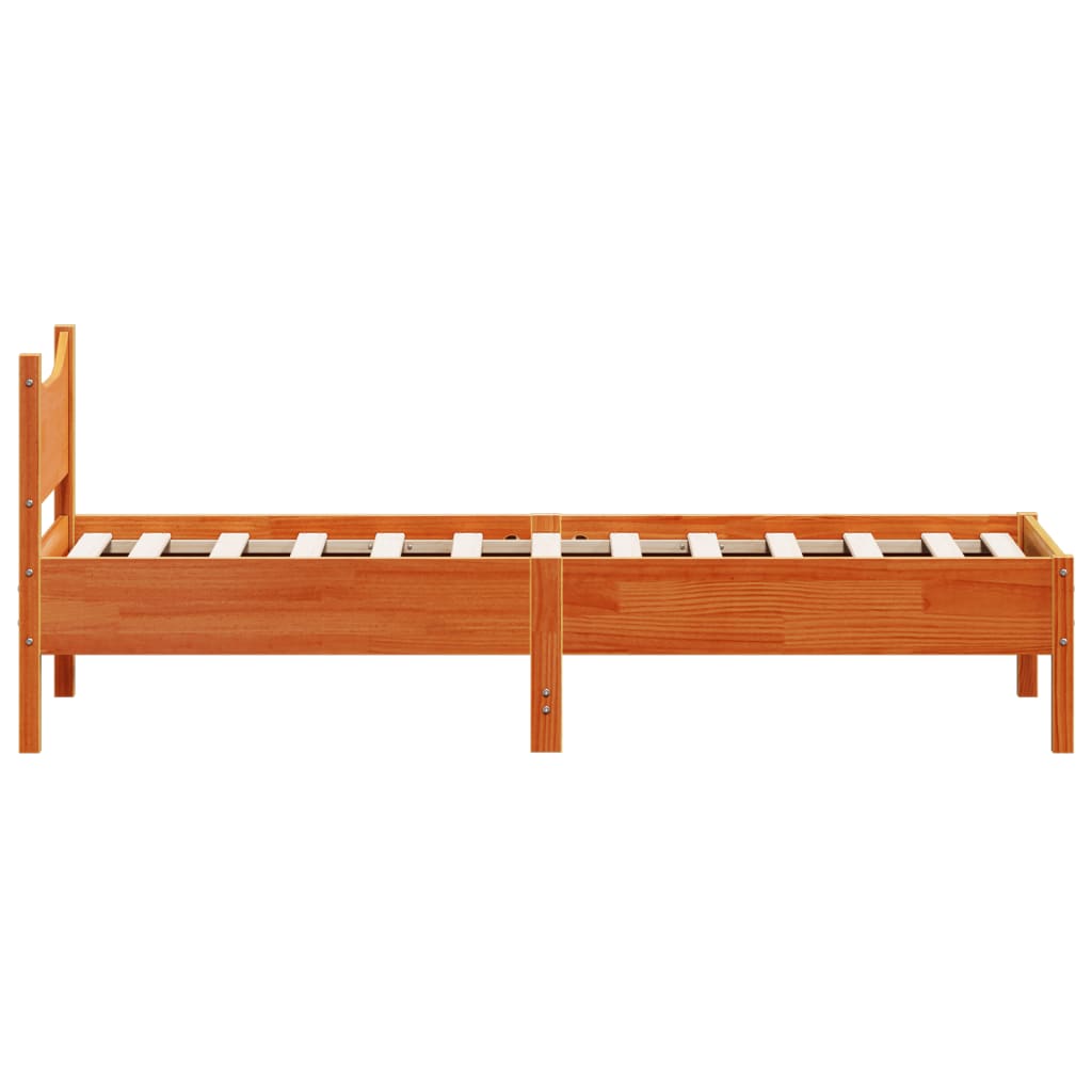 Bed Frame without Mattress Wax Brown 75x190 cm Small Single Solid Wood Pine