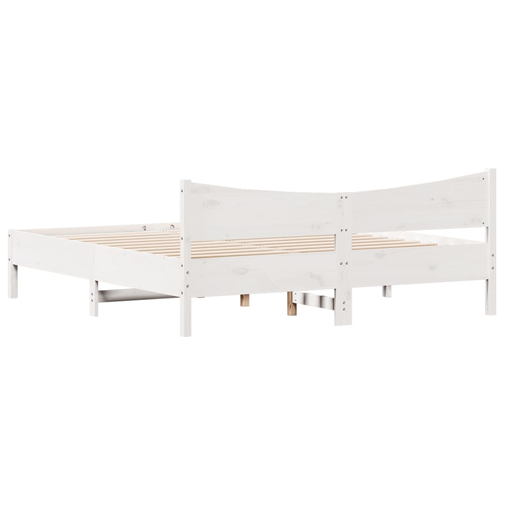 Bed Frame without Mattress White 200x200 cm Solid Wood Pine
