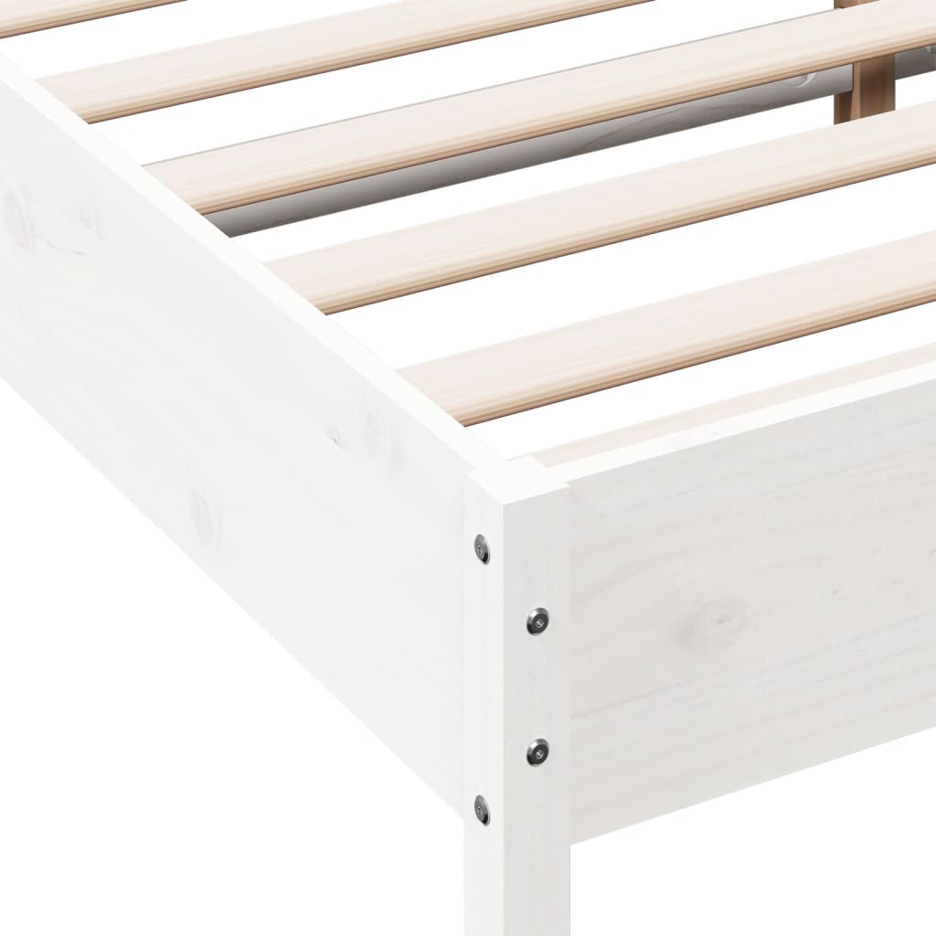 Bed Frame without Mattress White 200x200 cm Solid Wood Pine