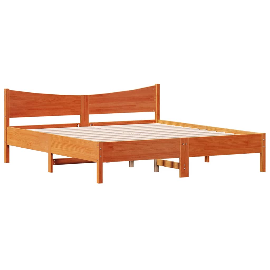 Bed Frame without Mattress Wax Brown 200x200 cm Solid Wood Pine