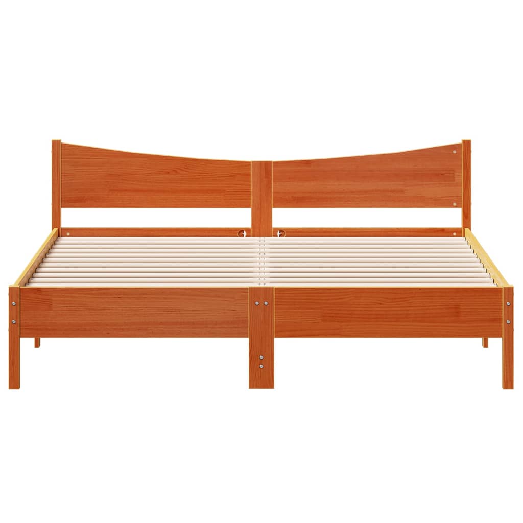 Bed Frame without Mattress Wax Brown 200x200 cm Solid Wood Pine