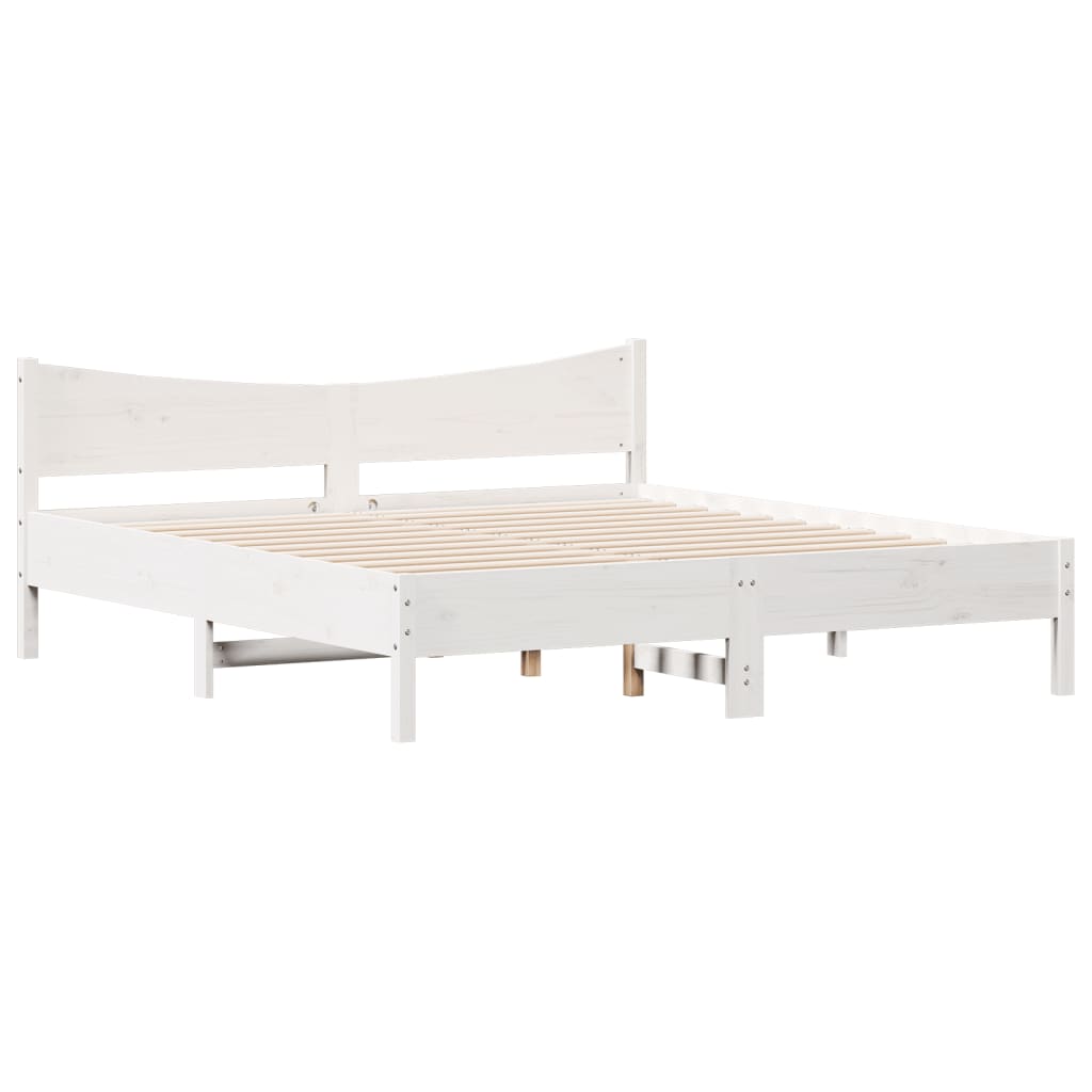 Bed Frame without Mattress White 180x200 cm Super King Solid Wood Pine