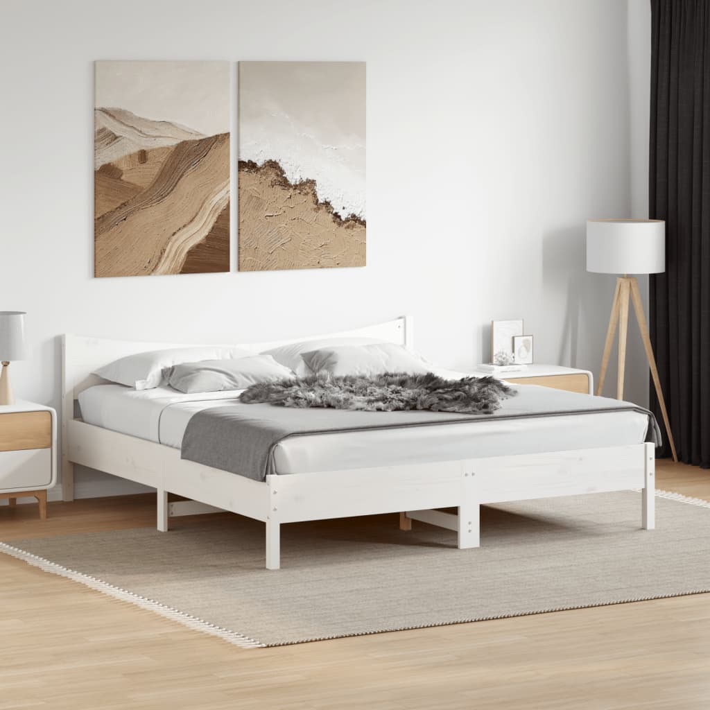 Bed Frame without Mattress White 180x200 cm Super King Solid Wood Pine